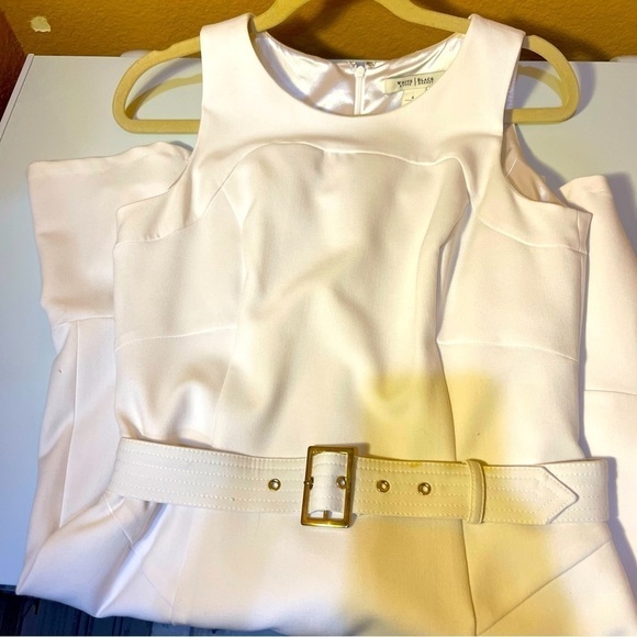 WHBM Iconic Sleeveless White A-Line Dress and Belt Size 6 - Picture 8 of 16